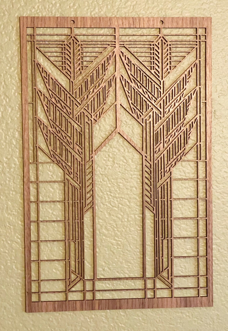 Adorno de pared de madera con forma de zumaque de Frank Lloyd Wright - Decoración estilo misión imagen 3