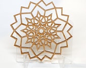 Geometric Poinsettia Wooden Ornament: Frank Lloyd Wright Style