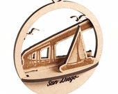 San Diego Coronado Bay Bridge Ornament: 3D Wood Souvenir
