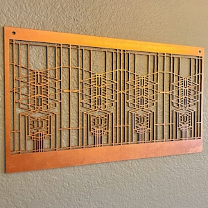 Large Frank Lloyd Wright Robie House Inspired Wall or Window Hanging, Art & Crafts Style, Mission Style, Craftsman Style