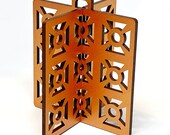 Mid-Century Modern Wood Ornament: Breeze Block Inspired Geometric Decor