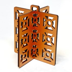 Mid-Century Modern Wood Ornament: Breeze Block Inspired Geometric Decor image 4