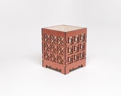 MCM Breeze Block Candle Lamp: Geometric Wood Votive
