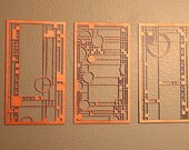Frank Lloyd Wright Inspired Wall Hanging Trio: Arts & Crafts Decor