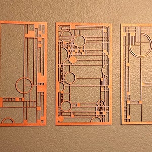 Coonley Playhouse Inspired Wall or Window Hanging Trio 2,  Art & Crafts Style, Mission Style, Craftsman, Frank Lloyd Wright
