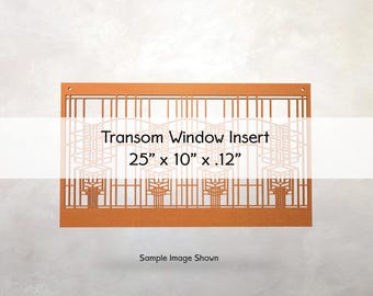 Arts & Crafts Custom Transom Window Insert | Wooden Window Shade | Robie House Design | Frank Lloyd Wright | 25" × 10" x .125"