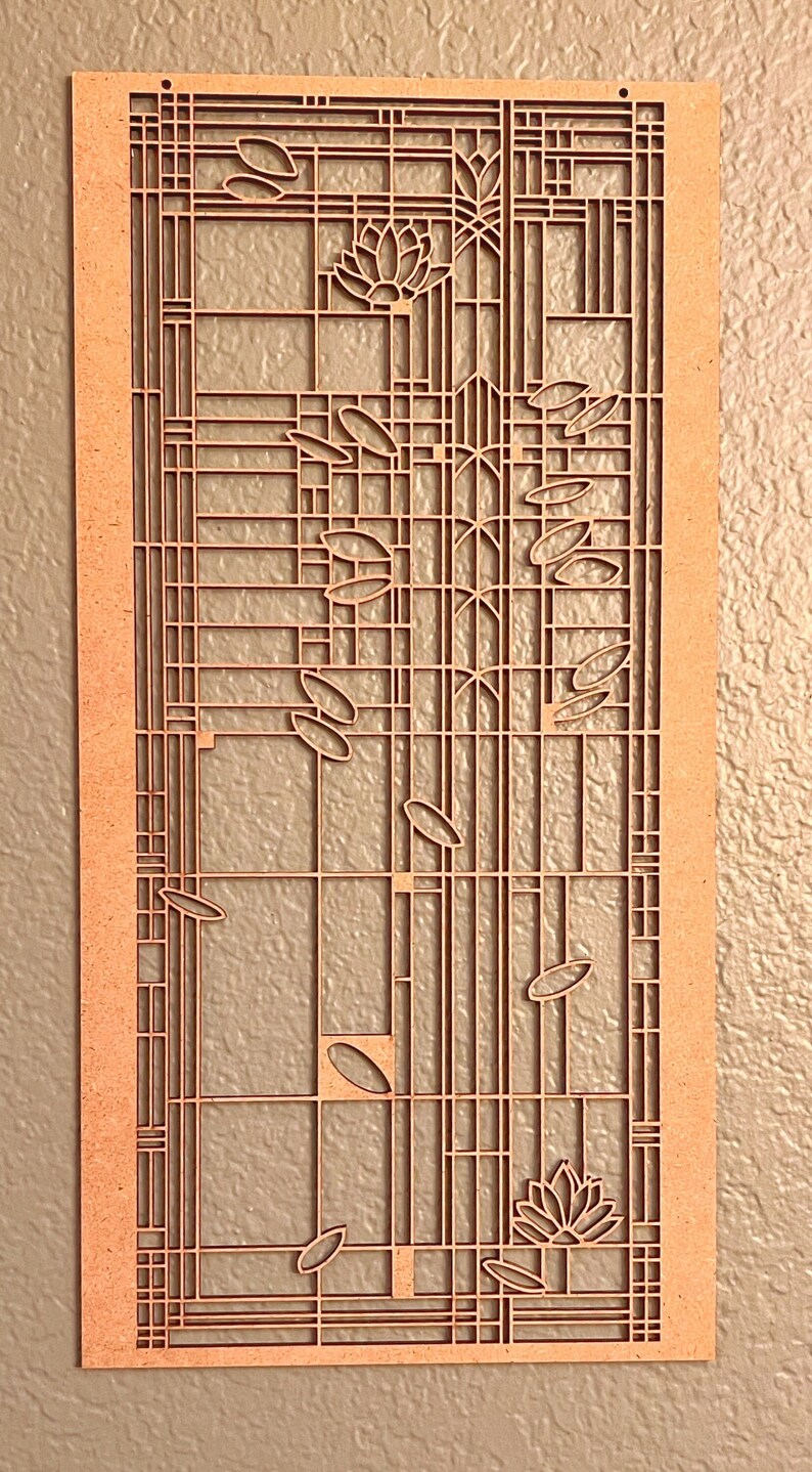 Frank Lloyd Wright Inspired Water Lilies Wood Wall Art - Left Panel bild 4