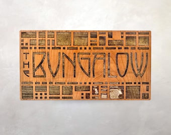 Panel de madera arquitectónico Arts & Crafts – Letrero de bungalow estilo misión, 12,7 x 28 cm / Arte mural / Decoración de la escuela de la pradera