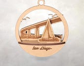 3D San Diego City | Travel Keepsake | Coronado Bridge | San Diego Bay | Ocean Living | Ornament