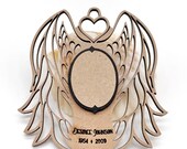 Personalized Memorial Angel Wing Ornament with Name, Dates, and Term of Endearment