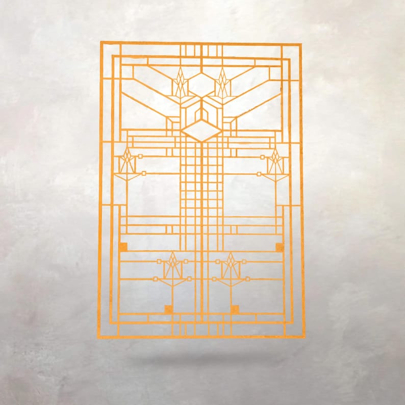 Arts & Crafts Architectural Wood Panel | B Harley Bradley | Frank Lloyd Wright | Kankakee | Wall Decor | 17" x 10.5" x .125 imagem 1