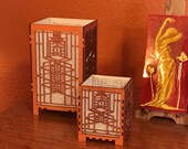 Robie House Inspired Candle Lamp: Art & Crafts Style, Medium Size