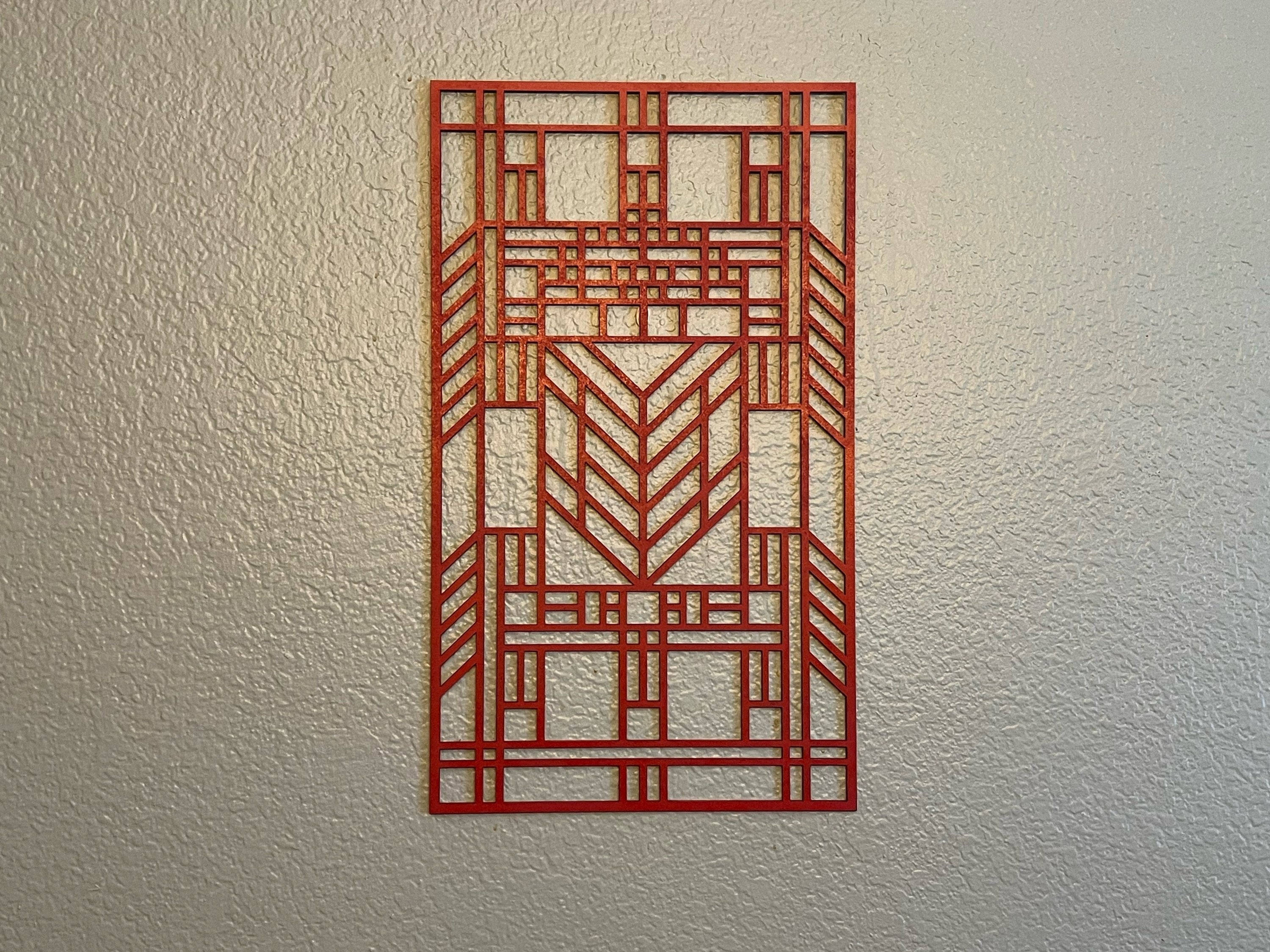 Prairie Style Wood Wall Hanging: Frank Lloyd Wright Inspired Art