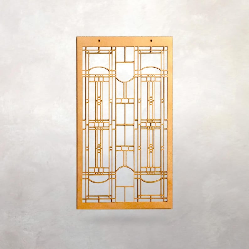 Prairie School Style Wood Wall Hanging: Mission Style Decor afbeelding 1