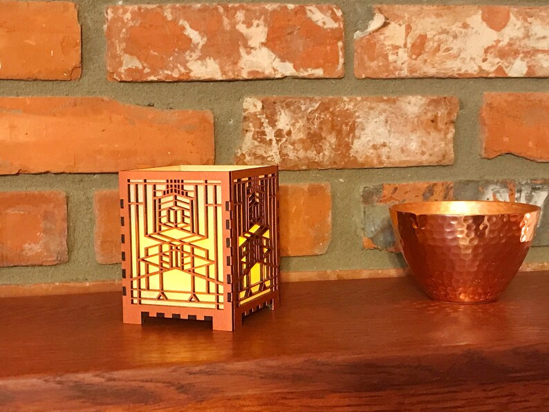 Prairie School Architectural Candle Lamp | Robie House | Frank Lloyd Wright | Votive Holder | Tea Light image 3