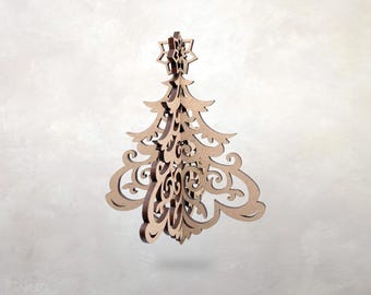 Adorno de madera de Arts & Crafts: Pino con estrella / Decoración para todo el año / Janucá / Navidad / Yule