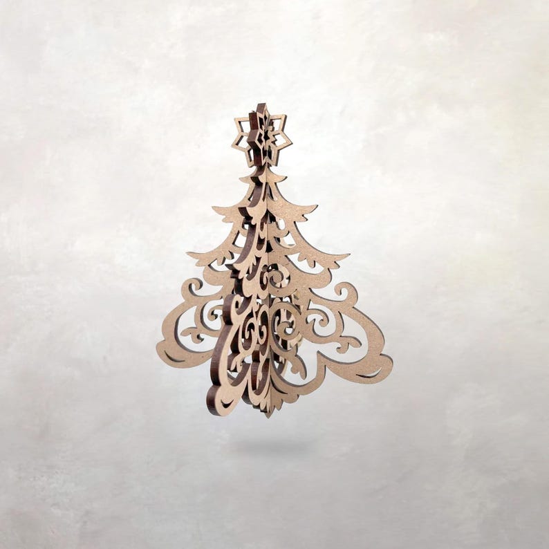 Arts & Crafts Wooden Ornament – Pine Tree with Star | Year-Round Decor | Chanukah | Christmas | Yule image 1