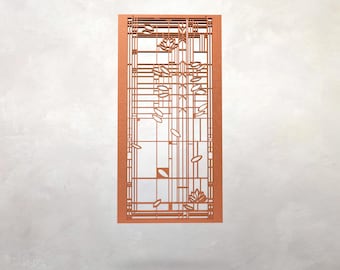 Frank Lloyd Wright Inspired Water Lilies Wood Wall Art - Left Panel