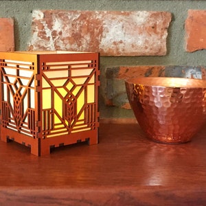 Lake Geneva Hotel Stencil Inspired Votive Holder, Frank Lloyd Wright, Art & Crafts Style, Mission Style, Craftsman Style, Handmade Gift