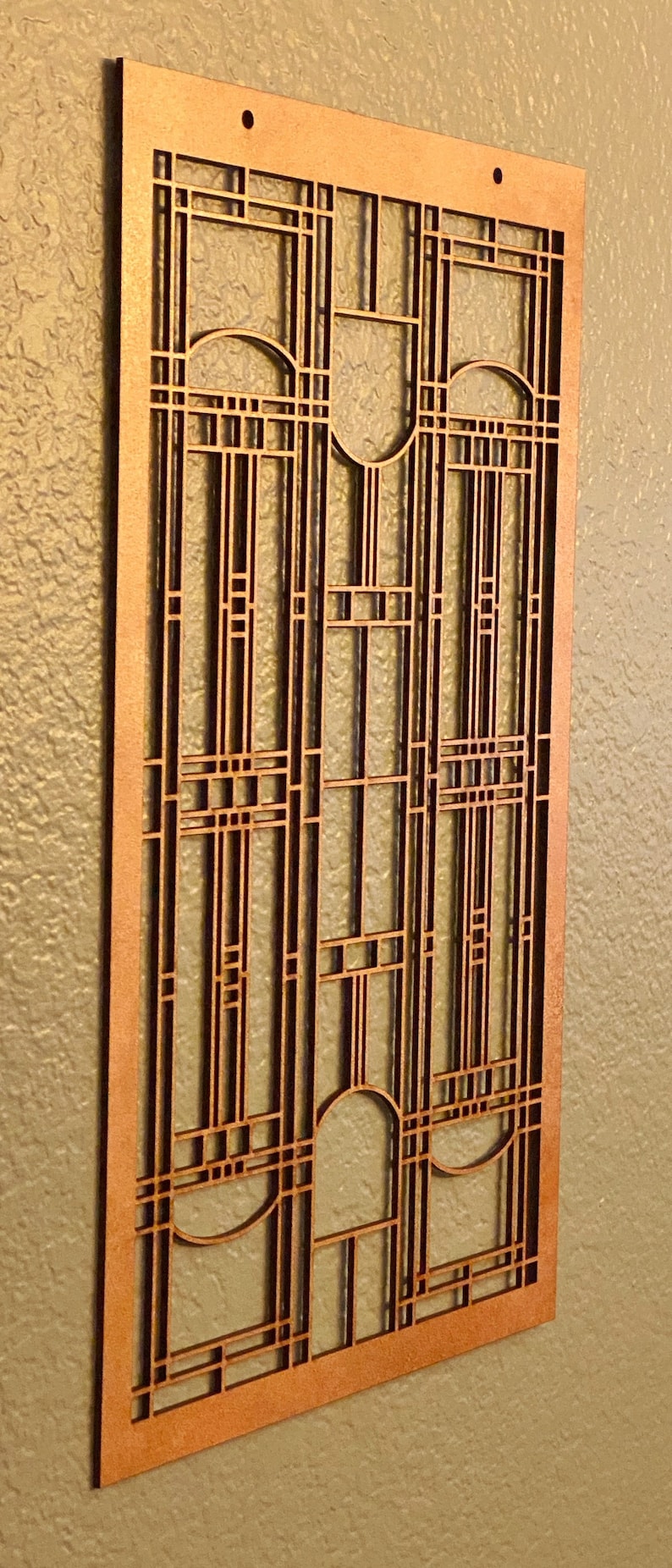 Prairie School Style Wood Wall Hanging: Mission Style Decor afbeelding 5