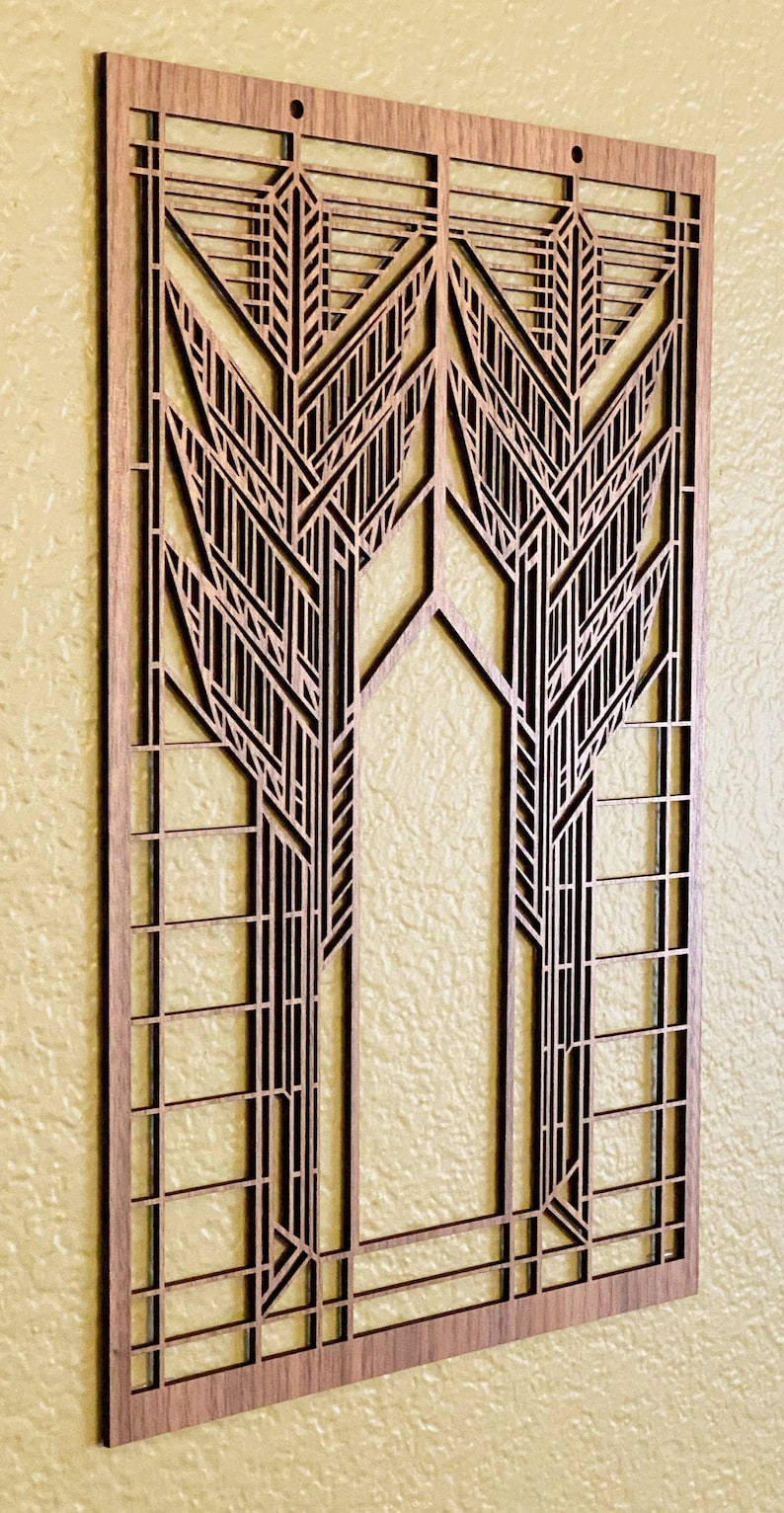 Adorno de pared de madera con forma de zumaque de Frank Lloyd Wright - Decoración estilo misión imagen 5