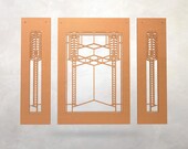 Frank Lloyd Wright Robie House Triptych: Arts & Crafts Wood Wall Hanging