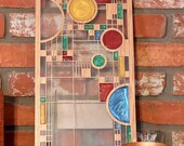 Coonley Playhouse Inspired Wood Wall Hanging: Translucent Resin Mission Style