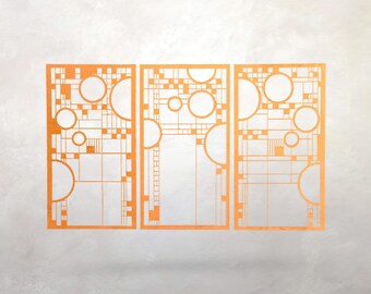 Arts & Crafts Architectural Wood Panel Trio #1-2-3 | Coonley Playhouse | Mission Style | Wall Art | Prairie School | Frank Lloyd Wright