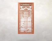 Arts & Crafts Architectural Wood Panel | Waterlilies | Center | Art Glass Sketch | Frank Lloyd Wright | Wall Art | 18" × 11" x .125"