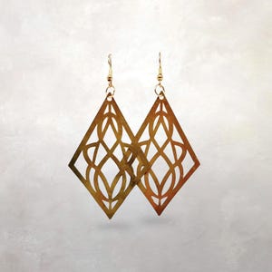 Arts & Crafts Floral Brass Earrings | Louis Sullivan | Architecture | Lightweight | Statement | Gift image 1
