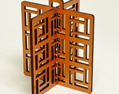 Mid-Century Modern Breeze Block Inspired 3D Ornament, Retro, Architectural, Geometric, Caged Block pattern