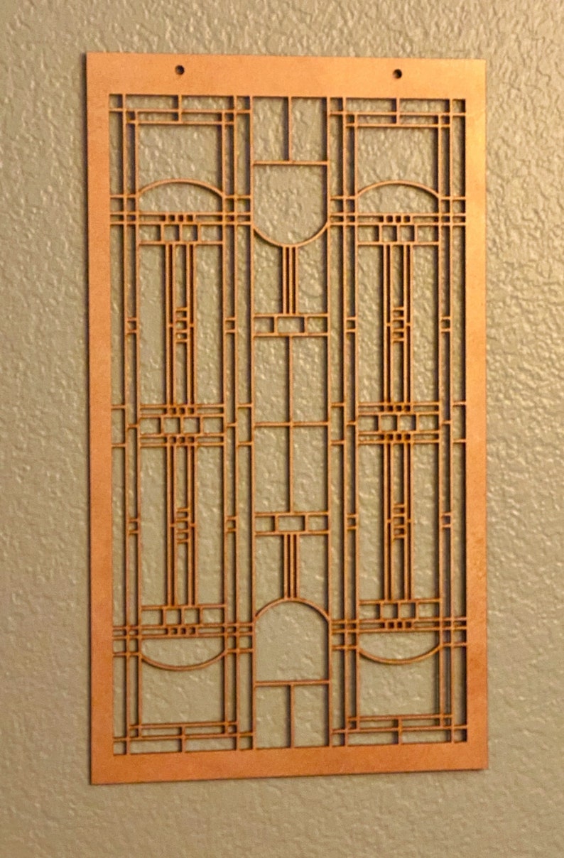 Prairie School Style Wood Wall Hanging: Mission Style Decor afbeelding 2