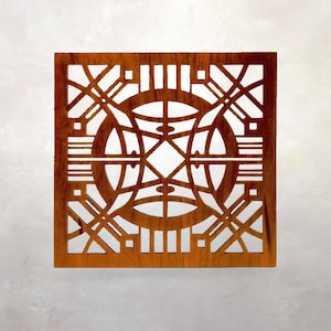 Frank Lloyd Wright Inspired Wood Wall Decor: Arts & Crafts Style (12x12) image 1