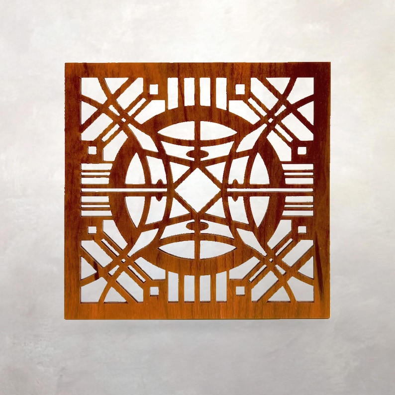 Frank Lloyd Wright Inspired Wood Wall Decor: Arts & Crafts Style (12x12) image 1
