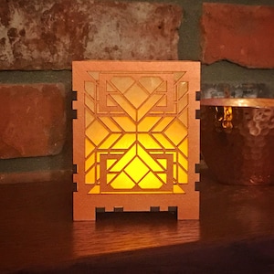 Frank Lloyd Wright Imperial Hotel Inspired Desktop Votive Candle Lamp, Art & Crafts Style, Mission Style, Craftsman Style