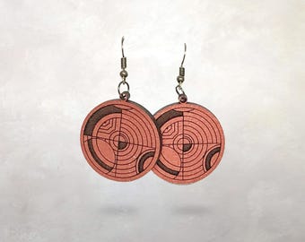 Prairie School Geometric Earrings | Frank Lloyd Wright | Wood | Gift | Lightweight | Statement