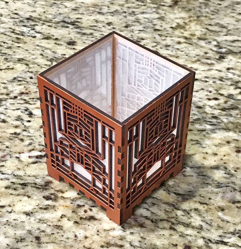 Prairie School Architectural Candle Lamp | Robie House | Frank Lloyd Wright | Votive Holder | Tea Light image 7