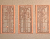 Frank Lloyd Wright Inspired Water Lilies Triptych: Arts & Crafts Wood Wall Hanging