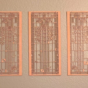 Water Lilies Triptych Inspired Wall or Window Hanging, Art & Crafts Style, Mission Style, Craftsman, Frank Lloyd Wright, Stained Glass