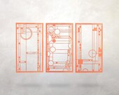 Arts & Crafts Architectural Wood Panel Trio #4-5-6 | Coonley Playhouse | Mission Style | Wall Art | Prairie School | Frank Lloyd Wright