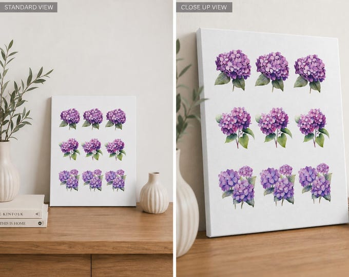 Purple Hydrangea Print on Canvas – Botanical Garden Wall Art