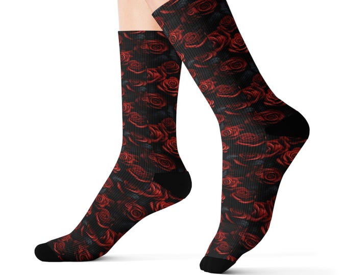 Gothic Rose Socks | Mysterious Elegance Floral Skull Socks