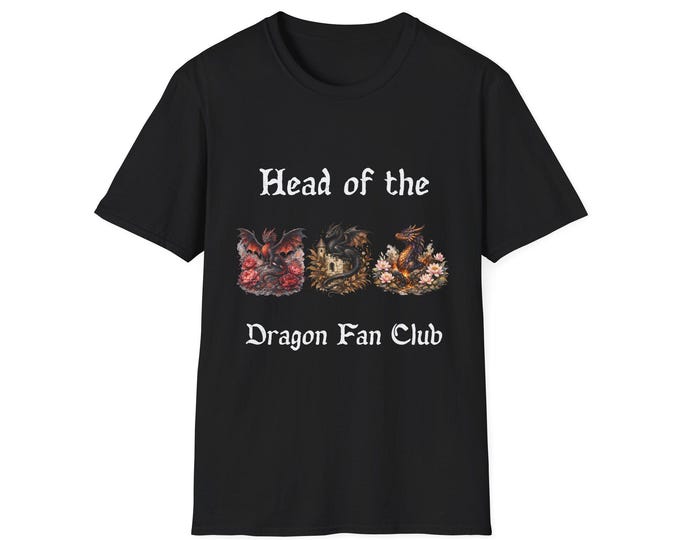 Head of the Dragon Fan Club T-Shirt | Fantasy Dragon Trio Print Tee