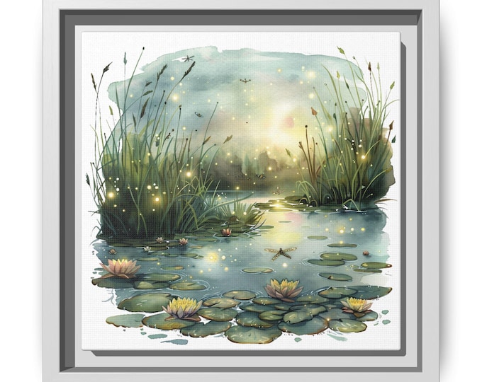 Serene Water Lily Pond Matte Canvas - Already Framed!