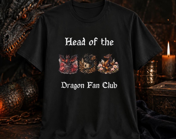 Head of the Dragon Fan Club Tee - Three Dragons & Fantasy Font Design