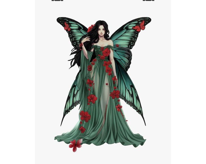Green Butterfly Fairy Matte Vertical Poster