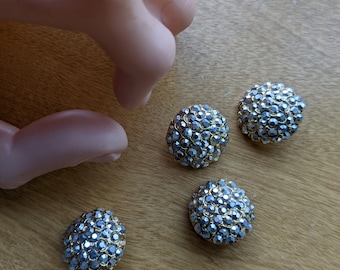 Vintage Gold And Rhinestone Classy Metal Buttons Shank 3/4 Inch Diameter Excellent Unique