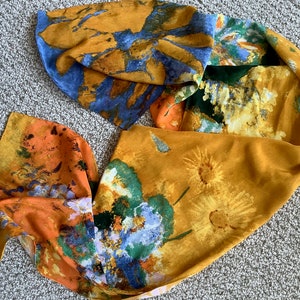 YIKES SCARF SHOP Vintage Top Quality Silk Scarf Rich Colors Soft Hand Rolled 12.5 X 61 Excellent