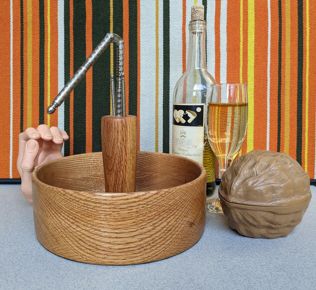 Vintage Modernist Wooden Nut Bowl Set With 2 Tools & Etsy