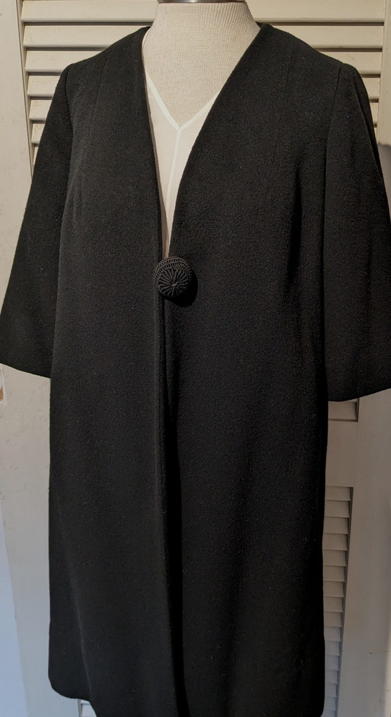 Vintage Black Cashmere Unique Winter Coat Elbow Sl